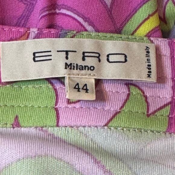 ETRO Milano Made in Italy Size 44 Pink Paisley Print Pullover Split Neck Blouse - Picture 6 of 7